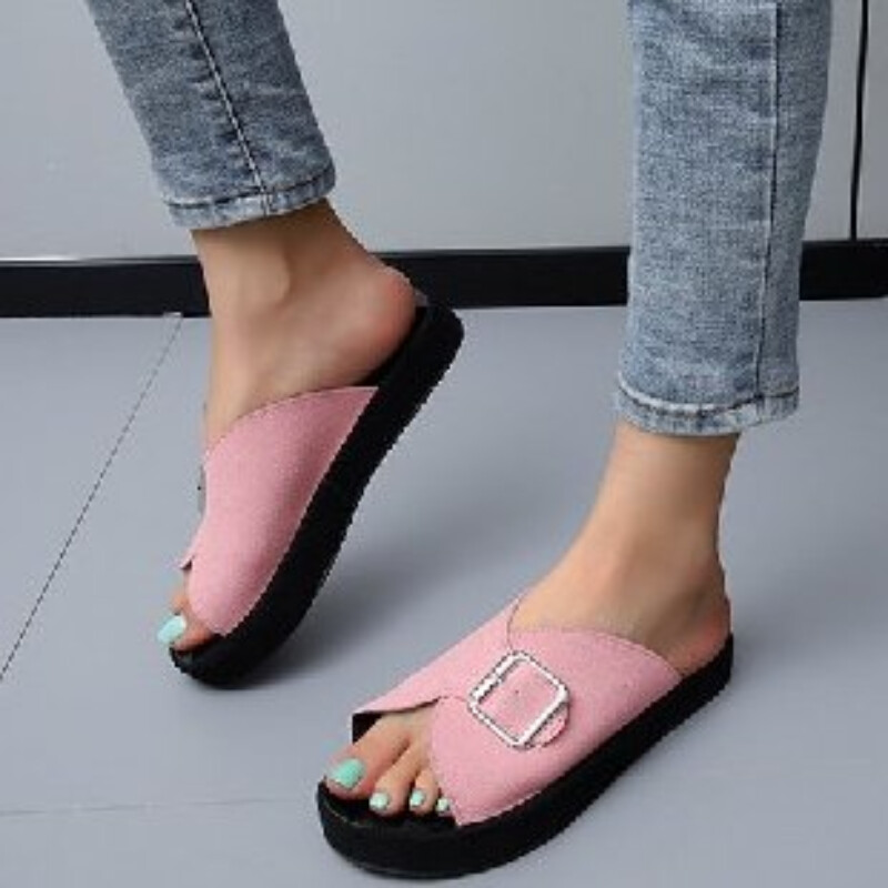 Naiste suvised madalad sandaalid naiste korgist sussid vabaaja rannas, ühe pandlaga, libisemiskindlad nubuknahast plätud