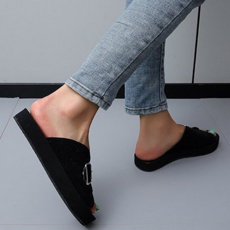 Naiste suvised madalad sandaalid naiste korgist sussid vabaaja rannas, ühe pandlaga, libisemiskindlad nubuknahast plätud