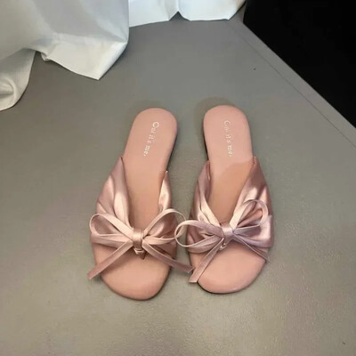 Naiste kingad 2024 Kvaliteetsed avatud ninaga naiste sussid Moodsad igapäevasussid Naiste liblikasõlmidega ümara ninaga lamedad naiste kingad