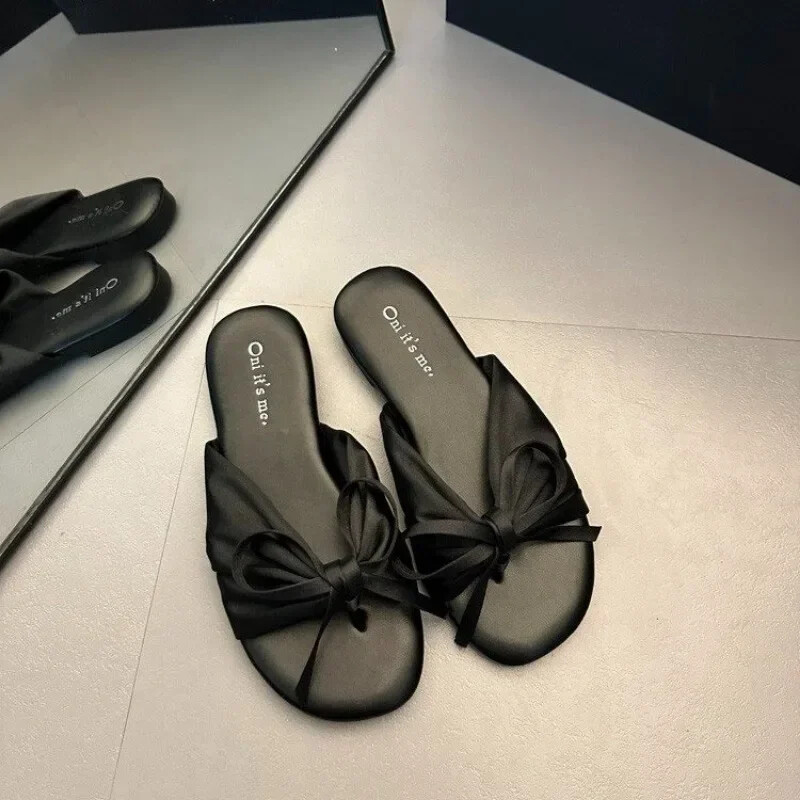 Naiste kingad 2024 Kvaliteetsed avatud ninaga naiste sussid Moodsad igapäevasussid Naiste liblikasõlmidega ümara ninaga lamedad naiste kingad