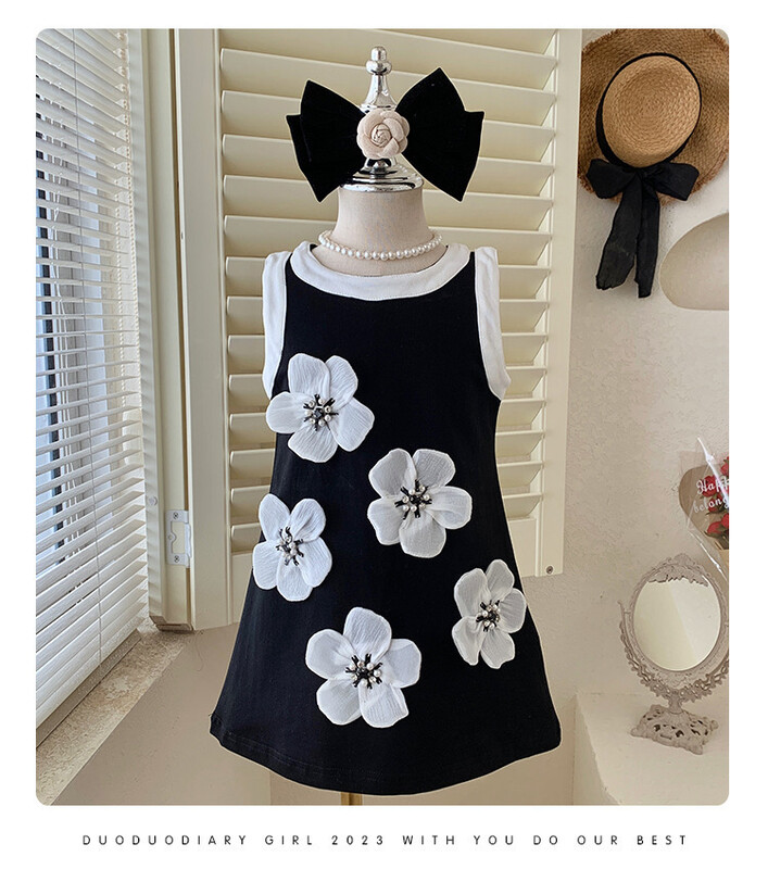 Uued tüdrukud Beebiprintsess Kleit Elegantne Tüdrukutele Lastele 3D Lilled Varrukateta Suvised Sünnipäevakleidid Lastele Vestido Lasteriided