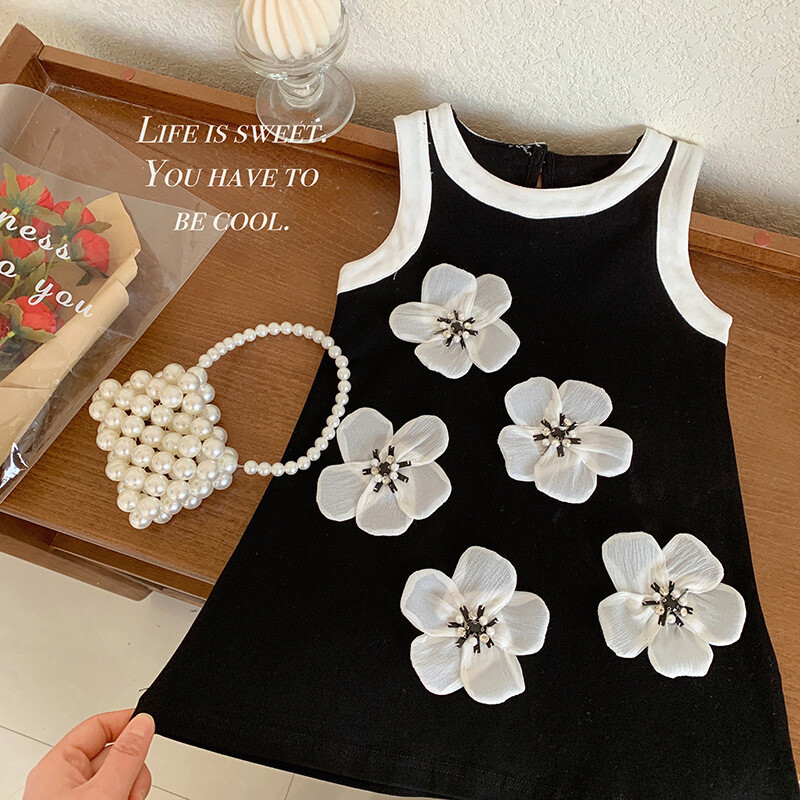 Uued tüdrukud Beebiprintsess Kleit Elegantne Tüdrukutele Lastele 3D Lilled Varrukateta Suvised Sünnipäevakleidid Lastele Vestido Lasteriided