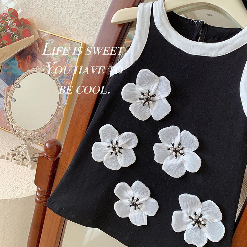 Uued tüdrukud Beebiprintsess Kleit Elegantne Tüdrukutele Lastele 3D Lilled Varrukateta Suvised Sünnipäevakleidid Lastele Vestido Lasteriided