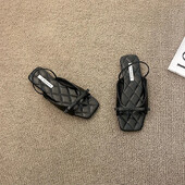 2024. aasta brändikingad naistele Uued lahtise ninaga naiste sussid, suvised igapäevased sandaalid, naiste kikilips, kandilise varbaga lamedad naiste välisjalatsid