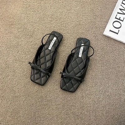 2024. aasta brändikingad naistele Uued lahtise ninaga naiste sussid, suvised igapäevased sandaalid, naiste kikilips, kandilise varbaga lamedad naiste välisjalatsid