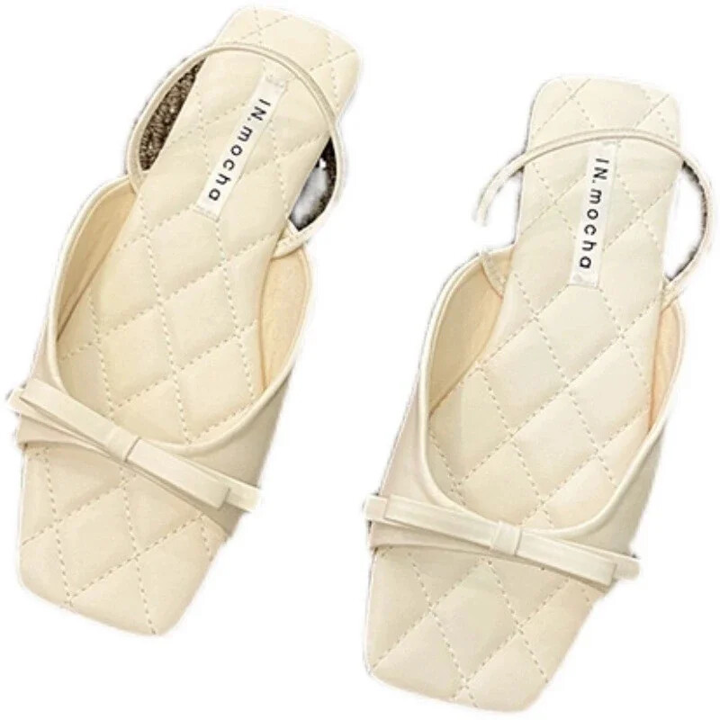 2024. aasta brändikingad naistele Uued lahtise ninaga naiste sussid, suvised igapäevased sandaalid, naiste kikilips, kandilise varbaga lamedad naiste välisjalatsid