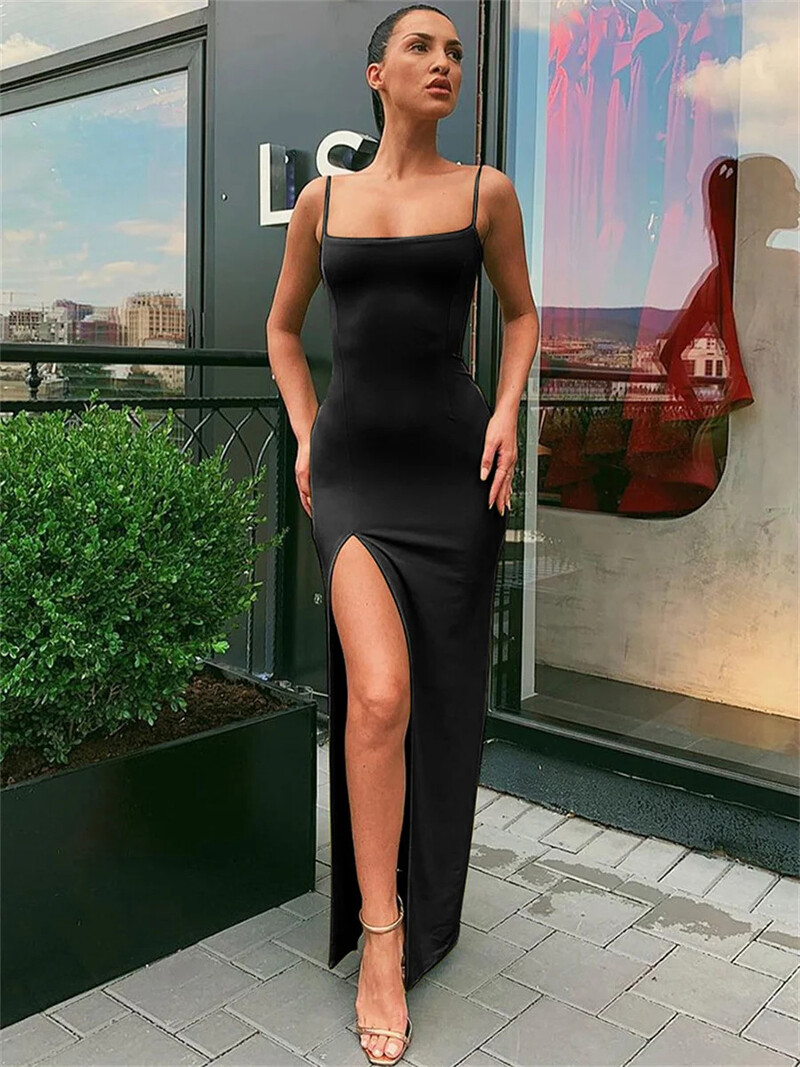 Nibber raudona juoda Naujųjų metų kalėdinis vakarėlis ilgos suknelės moteriškos pavasario Basic bodycon suvarstomos tamprios plonos midi suknelės moteriškos