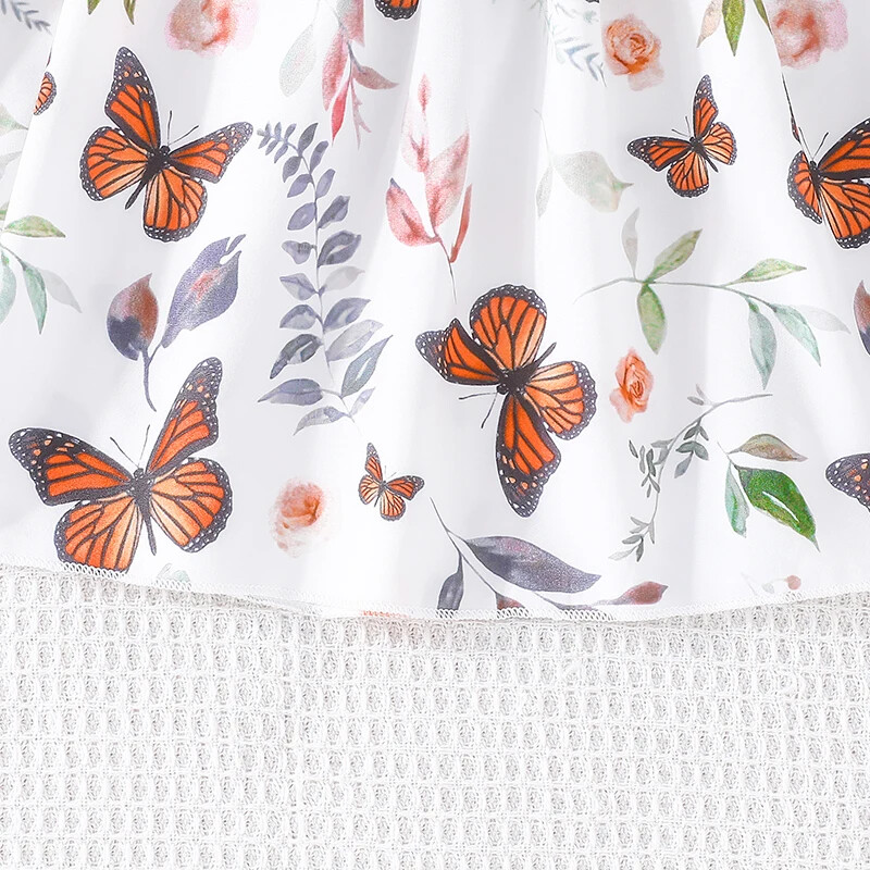 Haljina za djecu od 3-7 godina, s volanima, leptir, cvjetni til, svečane haljine slatke princeze s remenom Ootd za djevojčice