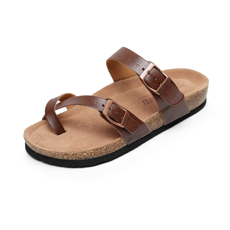 2024 Νέες ροζ χρυσές γυναικείες μοδάτες φλατ σαγιονάρες από φελλό παντόφλες παραλίας