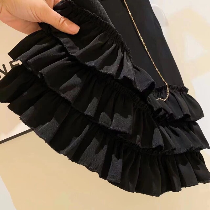 Tüdrukute must vesti seelik Laste magus lahe ja moekas temperament Väike must seelik Uus kook seelik 2023 suve lapsed, tüdruk 2-7 a