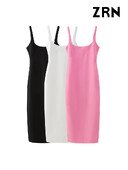 ZRN-naiste seljaosa lõhikuga midikleit, O-kaelus, rihmad, naiste kleidid, mood