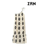 ZRN naiste moeprindiga asümmeetriline midikleit Seksikas seljaosata reguleeritava lipsupaelaga naiste kleidid Vestidos Mujer