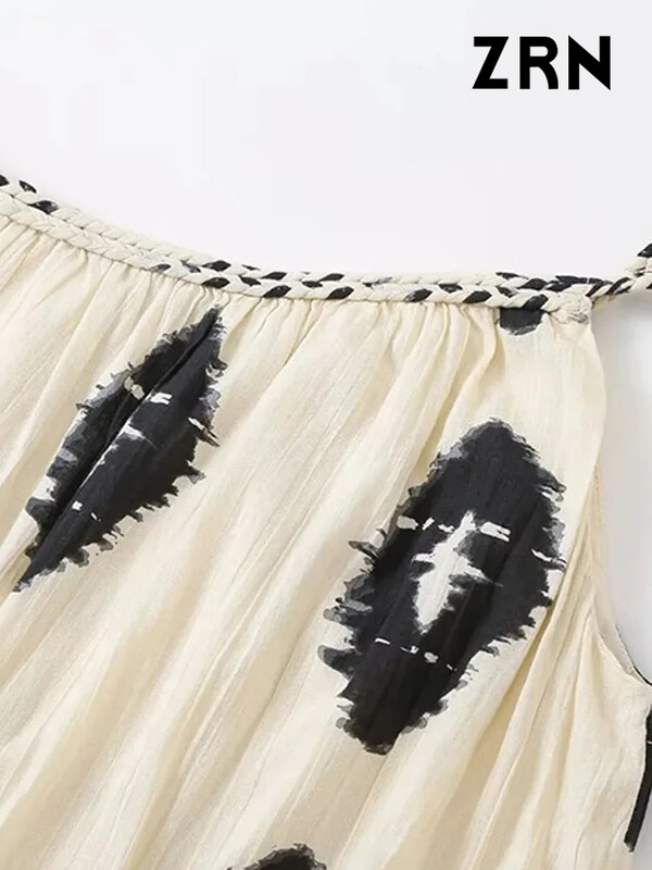 ZRN naiste moeprindiga asümmeetriline midikleit Seksikas seljaosata reguleeritava lipsupaelaga naiste kleidid Vestidos Mujer