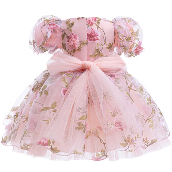 Φόρεμα 2024 Rose Girls Summer Mesh Fashion Bow Μικρή πριγκίπισσα μωρό φόρεμα Χριστουγεννιάτικα δώρα γενεθλίων 1 2 3 4 5 6 ετών Παιδικά ρούχα