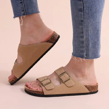 Crestar Cork Footbed Arizona Sandals For Women Men Нови класически едноцветни модни чехли с подпора на арка Велурени обувки с приплъзване