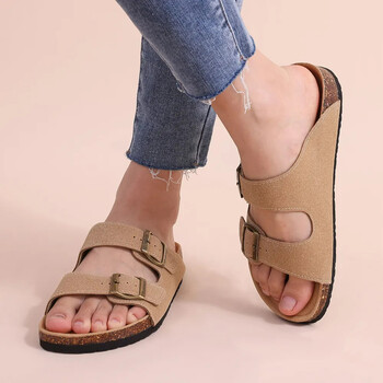 Crestar Cork Footbed Arizona Sandals For Women Men Нови класически едноцветни модни чехли с подпора на арка Велурени обувки с приплъзване