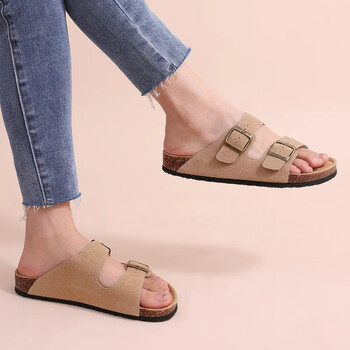 Crestar Cork Footbed Arizona Sandals For Women Men Нови класически едноцветни модни чехли с подпора на арка Велурени обувки с приплъзване