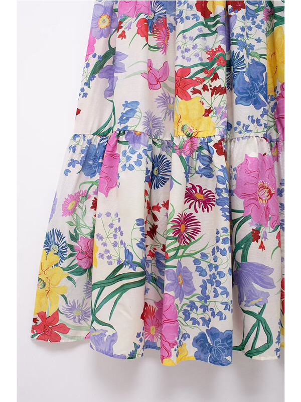 TRAF Nova ljetna haljina na naramenice za odmor 2024. Ženska modna haljina s cvjetnim printom za odmor na plaži Midi Vestidos Kamizol