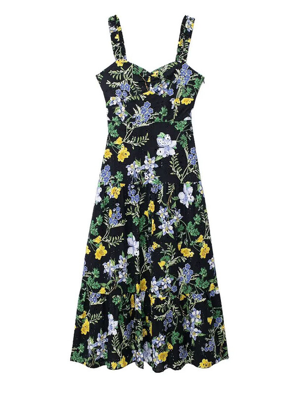 Seksikate naiste tikanditega õõnsate rihmadega kleit 2024. aasta suvine elegantne varrukateta seljata kleit, küljelt lukuga rannapeokleit