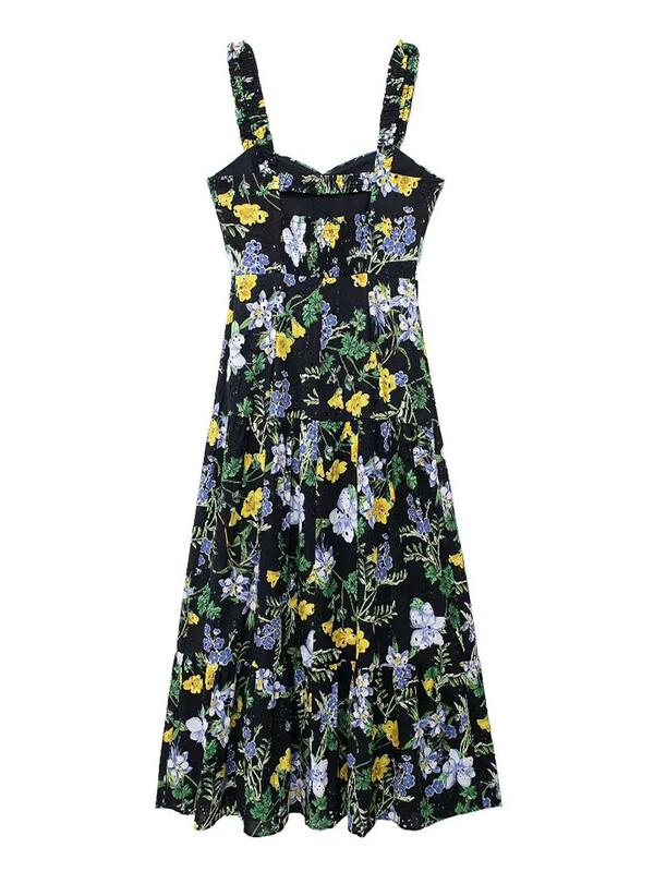 Seksikate naiste tikanditega õõnsate rihmadega kleit 2024. aasta suvine elegantne varrukateta seljata kleit, küljelt lukuga rannapeokleit