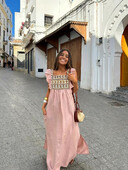 Moteriškos mados margintos keturkampio kaklo suknelė aukštu juosmeniu Elegantiška lotoso lapų rankovėmis suskaldytos A linijos suknelės 2024 m. vasaros gatvės aprangos chalatas