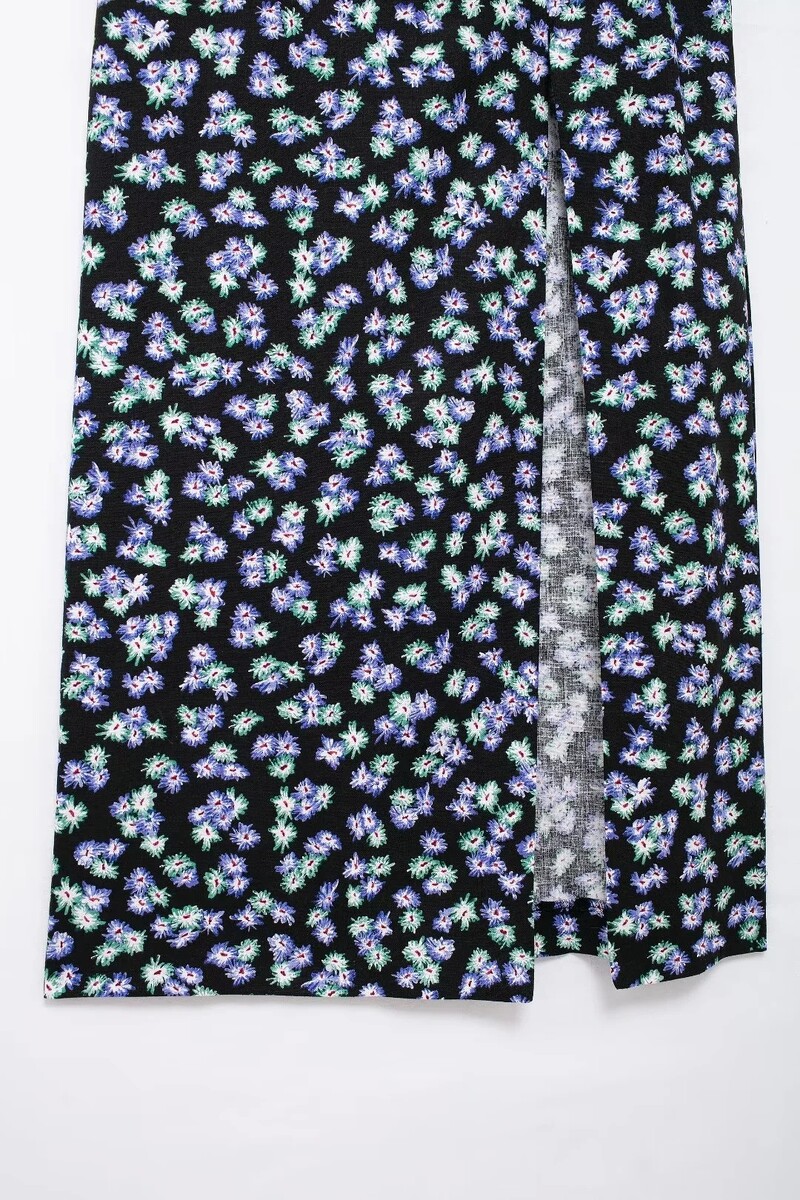 TRAF lillemustriga lõhikukleit naiste vabaaja õlgadeta rannapuhkuse naiste elegantne peokleit 2024 suvine uus