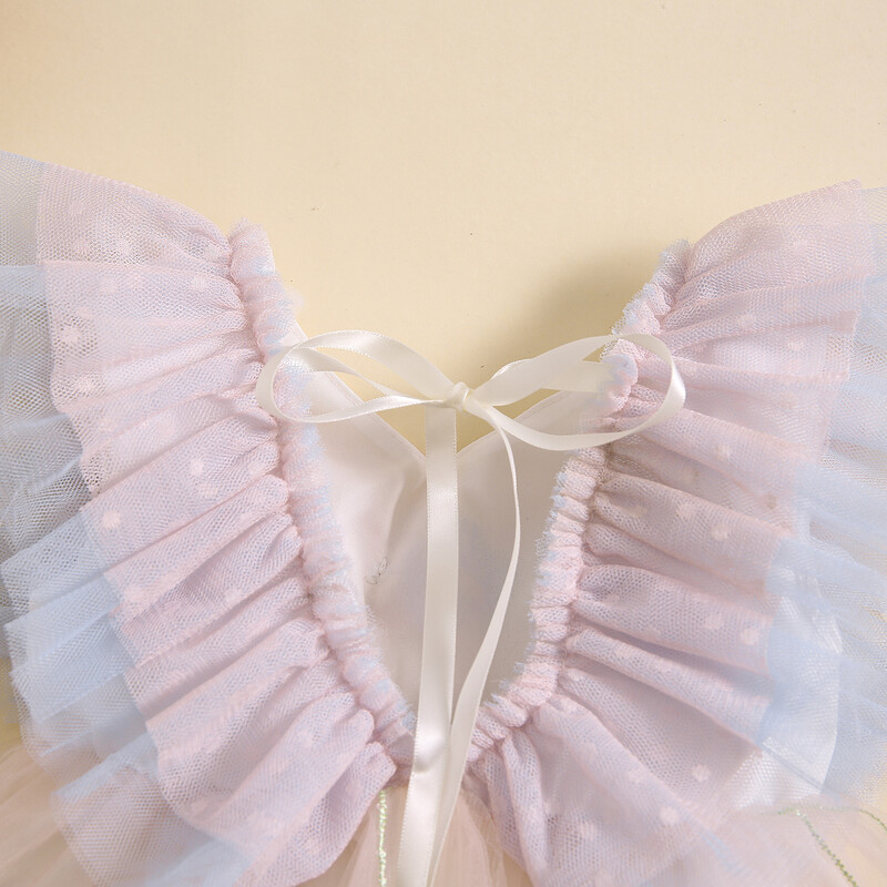 Rochie de vară din șifon cu mâneci pentru mușcă pentru copii, rochie pentru fete, prințesă, flori 3D, broderie, pentru petrecere, pentru copii, rochie transparentă pentru copii mici