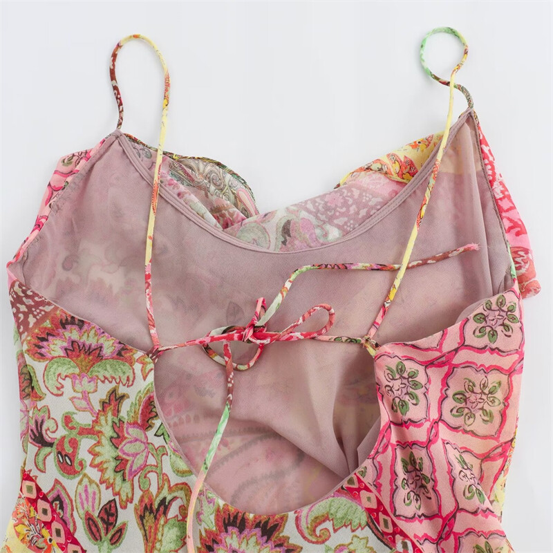 Moteriška, 2024 m. slystanti suknelė, naujos mados, vasaros kratinys spausdintos suknelės be nugarų moterims, laisvalaikio prašmatni moteriška vidutinio dydžio suknelė