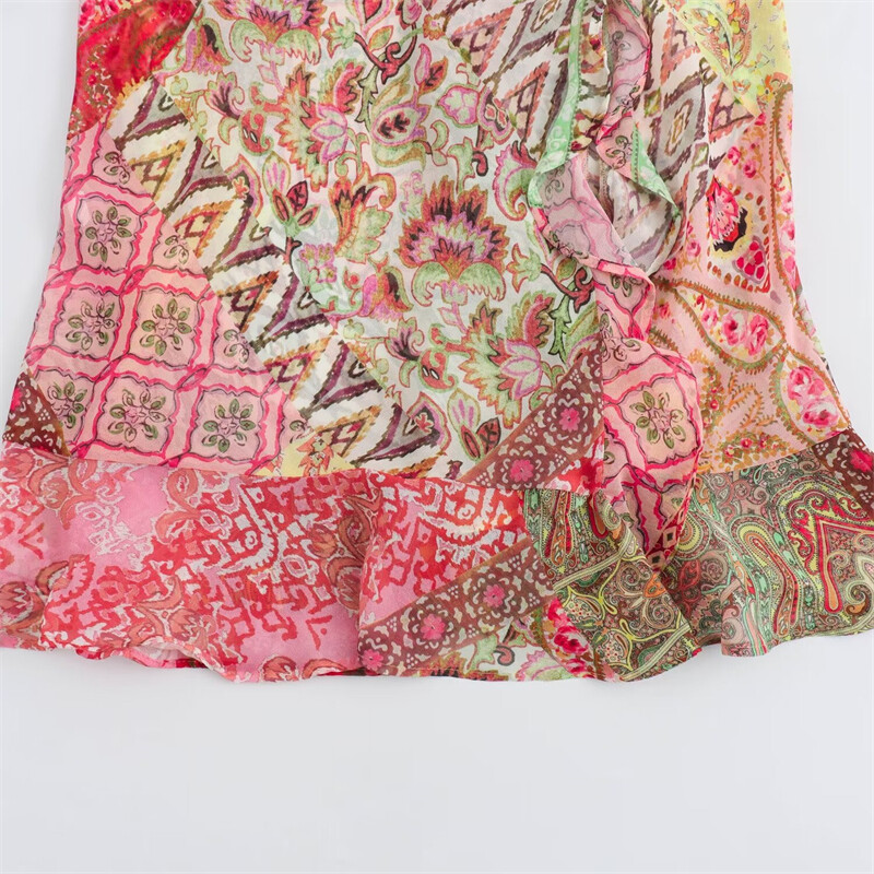 Moteriška, 2024 m. slystanti suknelė, naujos mados, vasaros kratinys spausdintos suknelės be nugarų moterims, laisvalaikio prašmatni moteriška vidutinio dydžio suknelė