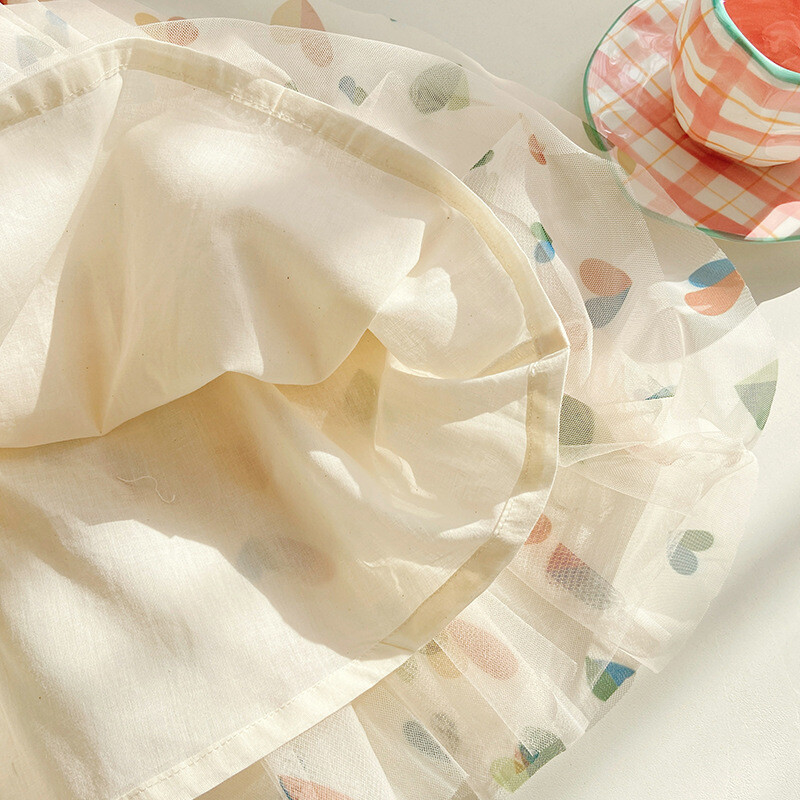 1-7T väikelapse laps Beebi Tüdrukute riided õlgadest Südameprintidega tüdrukute kleit Elegantne suvine päikesekleit rannaprintsessi kleit