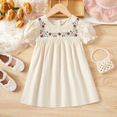 Tüdrukute kleit suvine lühikeste varrukatega tikitud printsesskleit Lastele mõeldud kleidid tüdrukutele Moodne laste kleit tüdrukutele 2 3 4 5 6 7Y