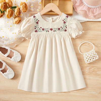 Tüdrukute kleit suvine lühikeste varrukatega tikitud printsesskleit Lastele mõeldud kleidid tüdrukutele Moodne laste kleit tüdrukutele 2 3 4 5 6 7Y