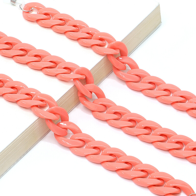 Mască acrilică Ochelari cu lanț de frânghie 24 de culori Culoarea bomboanelor Ochelari de formă concavă multicolore Frânghie Ambalate individual