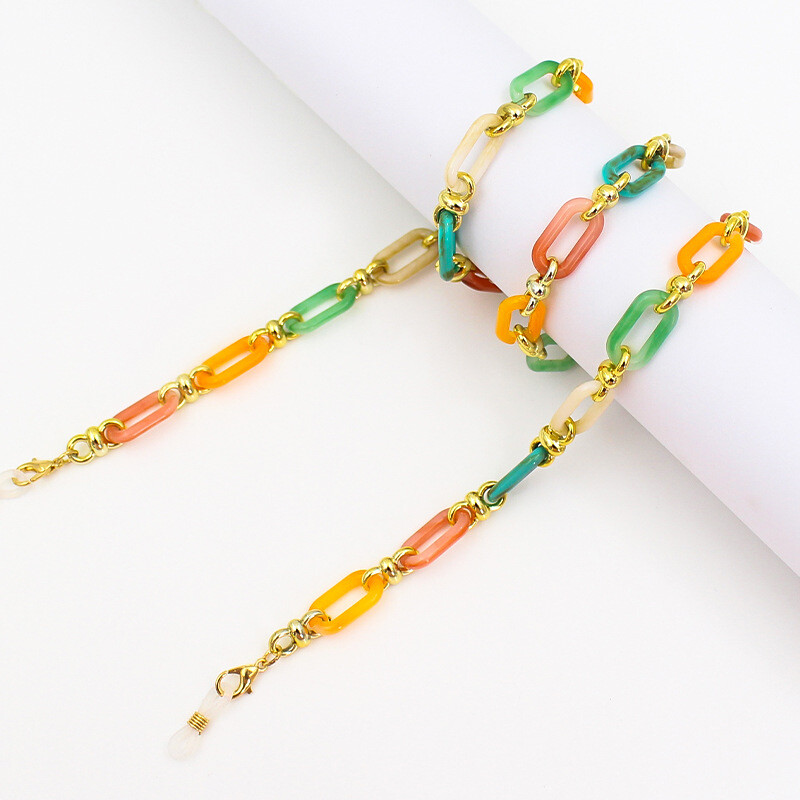 Piiriülene kommivärvi klaasikett, tipptasemel Euroopa ja Ameerika mood ja isikupära, akrüülist rippkael, kukkumisvastased prillide rihmatarvikud