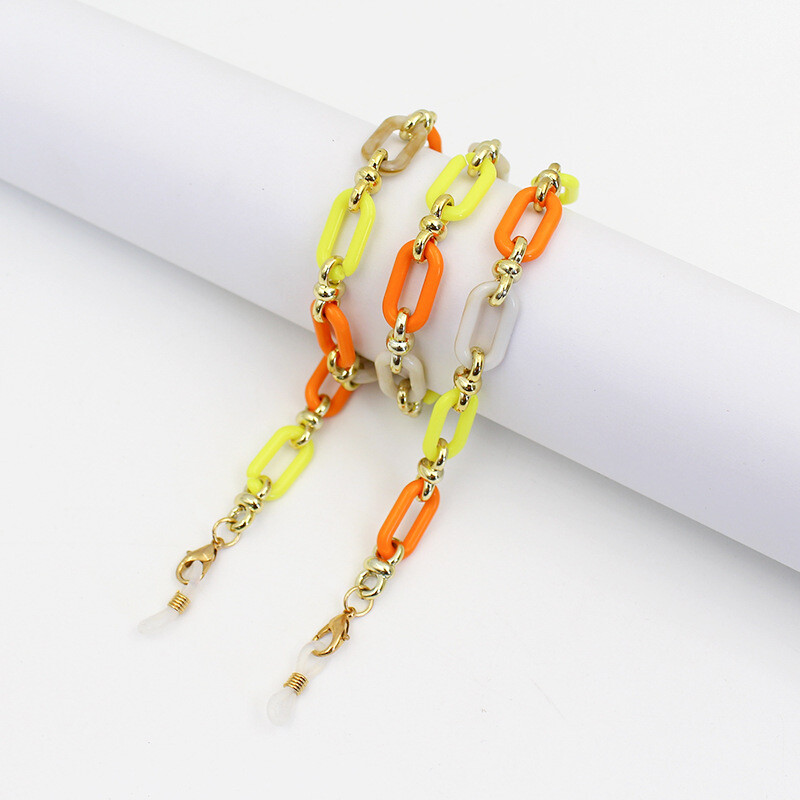 Piiriülene kommivärvi klaasikett, tipptasemel Euroopa ja Ameerika mood ja isikupära, akrüülist rippkael, kukkumisvastased prillide rihmatarvikud