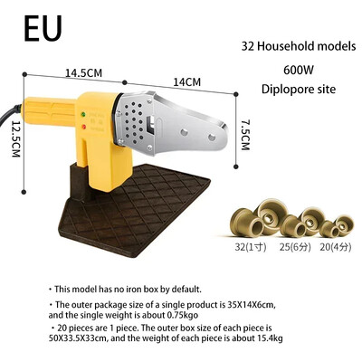 Stroj za zavarivanje cijevi 600/800/1400W 220V Lemilo za cijevi Zavarivanje plastike za Pb/Pp/Pe/Ppr Stroj za vruće taljenje cijevi 20-32 Tip