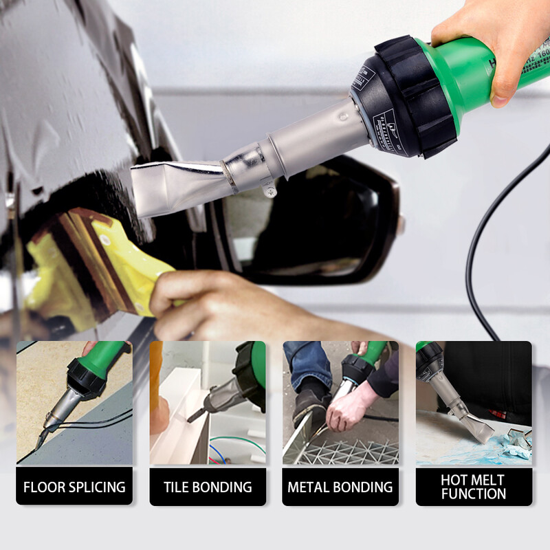 Hormy 1600W 220V Plastični pištolj za zavarivanje vrućim zrakom s valjkom za mlaznicu Plastični aparat za zavarivanje Komplet toplinskog pištolja za branik PP PVC