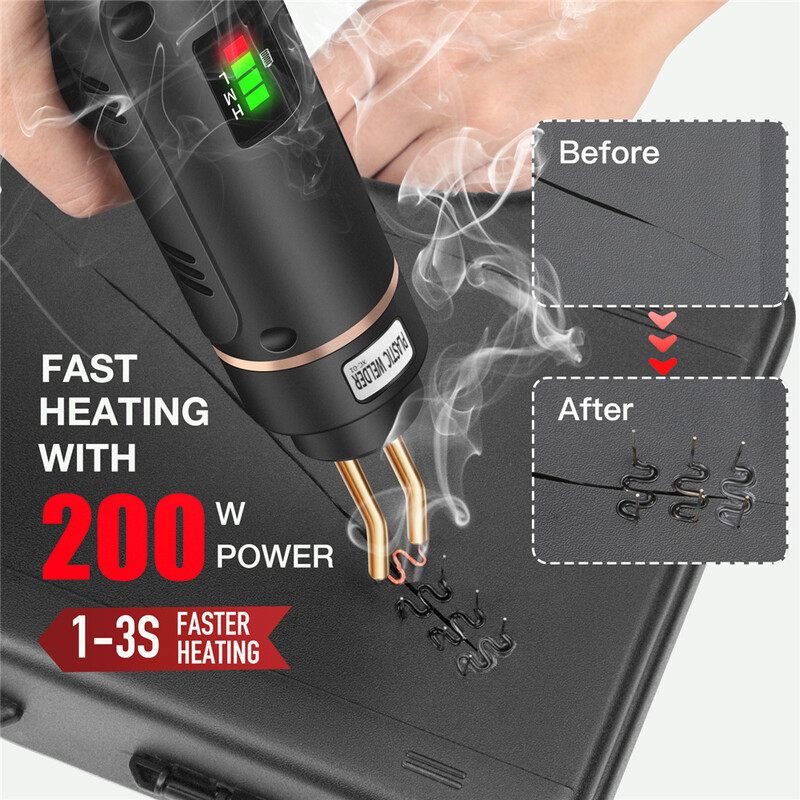 200W Hot Stapler punjiva 5000mAh DC mašina za zavarivanje plastike Komplet za popravak odbojnika Lemilo za popravak plastičnih odbojnika automobila