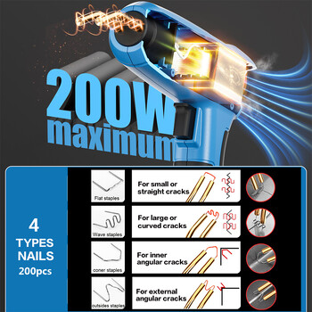 200 W машина за ремонт на автомобилни брони с висока мощност Ремонт на пластмаса Пистолет за заваряване Пирон за заваряване на пирони Инструмент за ремонт на машина за заваряване на пластмаса