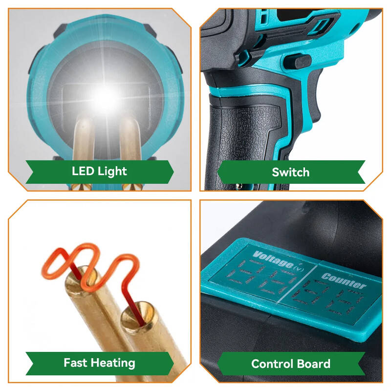 500 ℃ plastični pištolj za zavarivanje, brzo zagrijavanje, punjivi, učinkoviti pribor za popravak plastičnih pukotina na braniku automobila za Makita 18 V bateriju