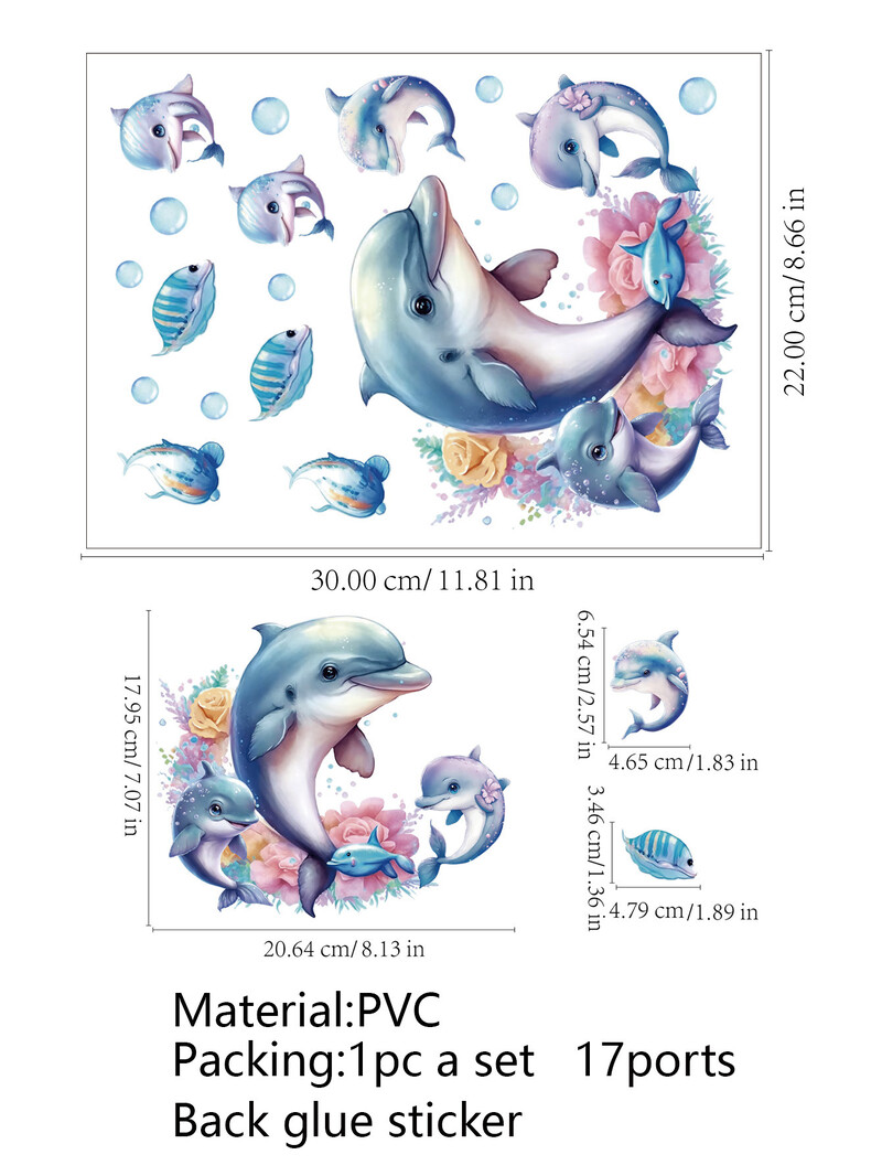 Desene animat Ocean Pește Păsări Autocolante Autocolante pentru toaletă Autocolante pentru notebook Autocolante pentru decorare baie Autocolante de perete