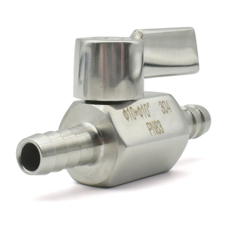 Šipka crijeva Mini kuglasti ventil Sanitarna klasa 304 nehrđajući čelik 7 mm 8 mm 10 mm 12 mm Plin Voda Ulje Crijevo Mikroventil za crijevo na koži