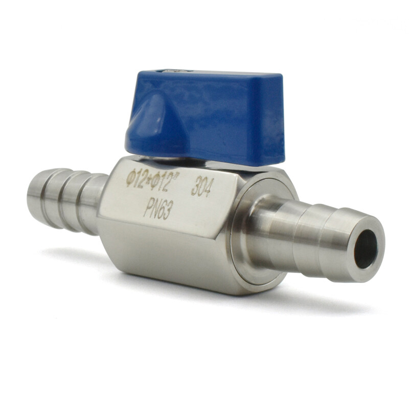 Šipka crijeva Mini kuglasti ventil Sanitarna klasa 304 nehrđajući čelik 7 mm 8 mm 10 mm 12 mm Plin Voda Ulje Crijevo Mikroventil za crijevo na koži