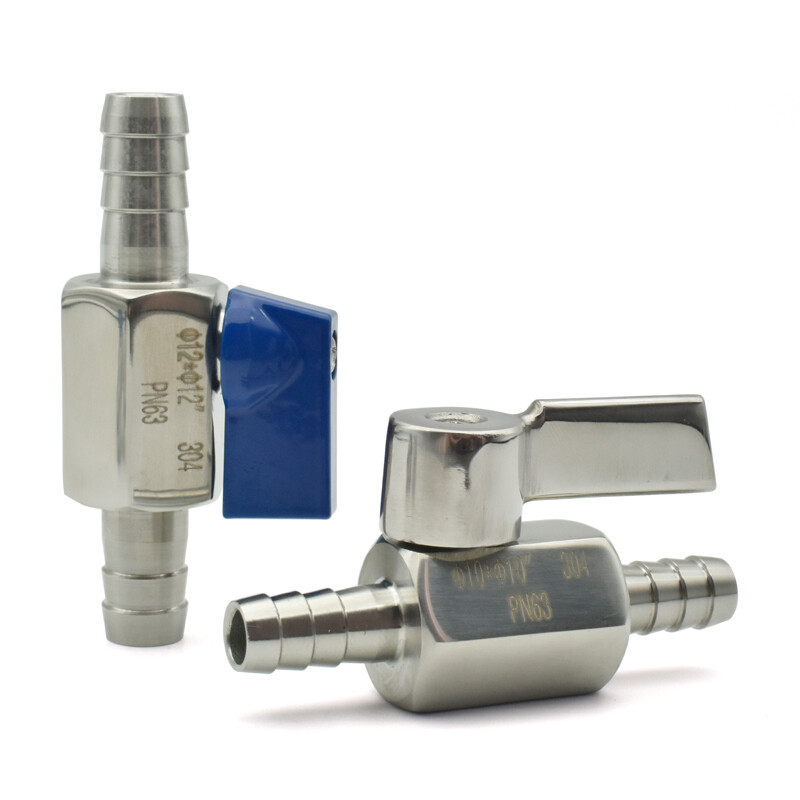 Šipka crijeva Mini kuglasti ventil Sanitarna klasa 304 nehrđajući čelik 7 mm 8 mm 10 mm 12 mm Plin Voda Ulje Crijevo Mikroventil za crijevo na koži