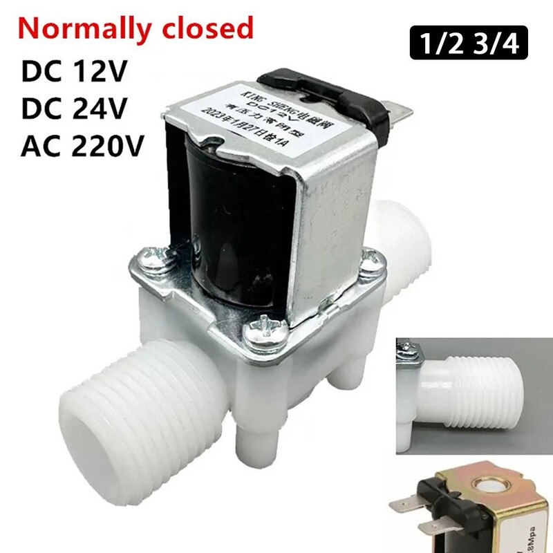 Normalno zatvoreni 1/2" 3/4" plastični solenoidni ventil DC12V 24V AC220V ventil s muškim navojem Prekidač regulatora pneumatskog tlaka vode