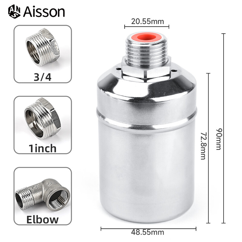 1/2 3/4 1 inčni kuglasti ventil od nehrđajućeg čelika 304, automatska kontrola razine vode, plutajući instaliran iznutra za spremnik tornja