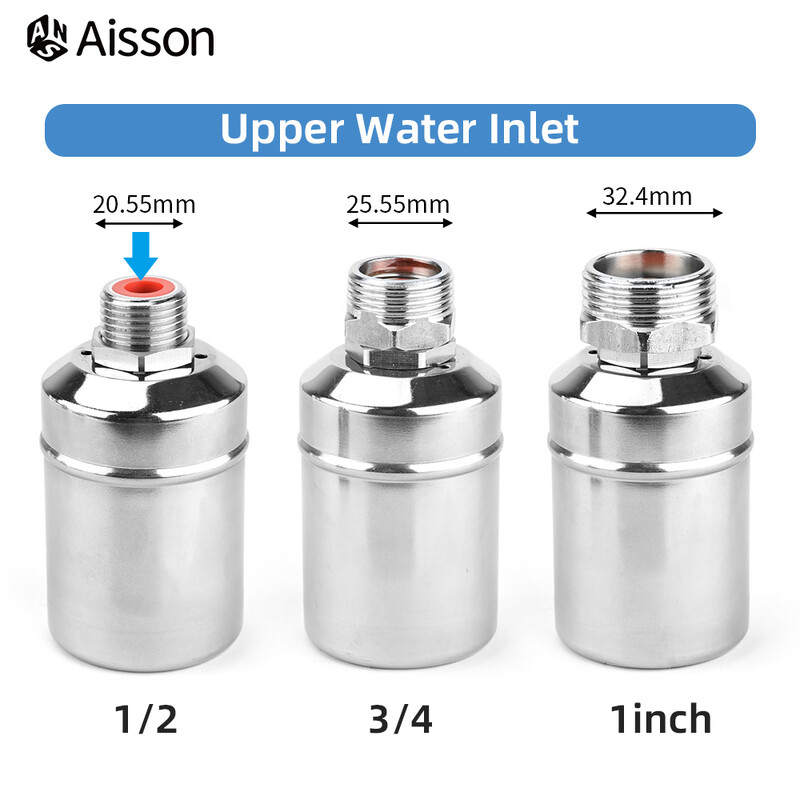 1/2 3/4 1 inčni kuglasti ventil od nehrđajućeg čelika 304, automatska kontrola razine vode, plutajući instaliran iznutra za spremnik tornja