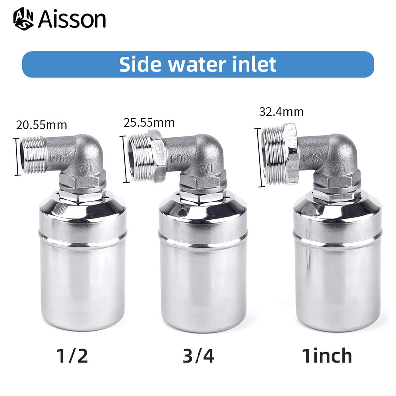 1/2 3/4 1 inčni kuglasti ventil od nehrđajućeg čelika 304, automatska kontrola razine vode, plutajući instaliran iznutra za spremnik tornja