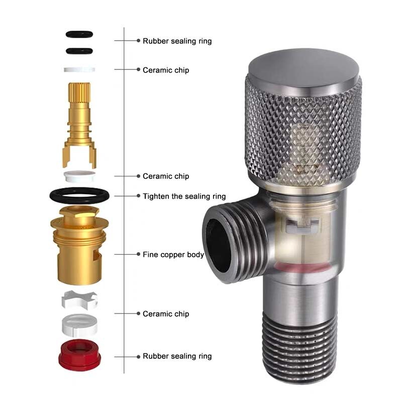 Ulazni ventil slavine s 4 točke G1/2 Mjedeni trokutasti ventil Grijač Zaporni ventil Kupaonica WC Perilica rublja Univerzalni prekidač
