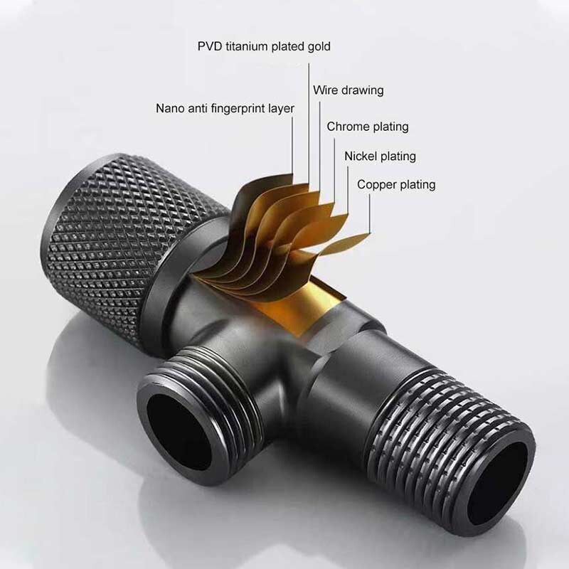 Ulazni ventil slavine s 4 točke G1/2 Mjedeni trokutasti ventil Grijač Zaporni ventil Kupaonica WC Perilica rublja Univerzalni prekidač